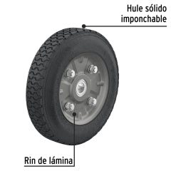 RUEDA P/CARRO T/ YEGUA COMPLETA PRETUL (TRUPER) IMPONCHABLE 8" # RD-82 (45485)