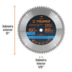 SIERRA CIRCULAR TRUPER P/ALUMINIO 10" X 80 DTS. #ST-1080A (18310)