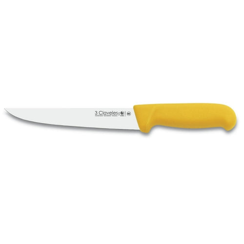 CUCHILLO TRES CLAVELES # 1376 POLIP. AMARILLO 20 CMS CARNICERO