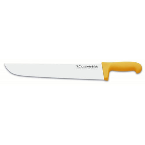 CUCHILLO TRES CLAVELES # 1390 POLIP. AMARILLO 36 CMS CARNICERO