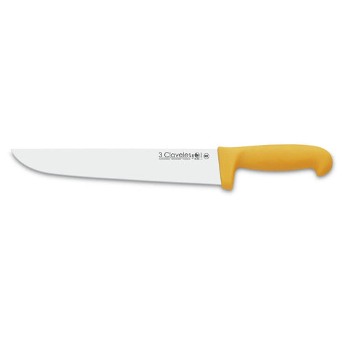CUCHILLO TRES CLAVELES # 1386 POLIP. AMARILLO 26 CMS CARNICERO