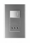 Interruptor simple + tomacorriente Plata