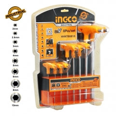 LLAVE ALLEN INGCO TIPO T INDUSTRIAL 2 - 10 MM JGO 8 PZ #HHKT80818