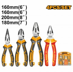 ALICATE INGCO PROFESIONAL JGO.4 PIEZAS # HKPS28458
