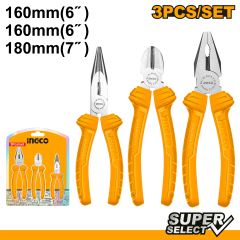 ALICATE INGCO UNIVERSAL. PUNTA. CORTE DIAGONAL SUPER SELECT JGO 3PZAS # HKPS08311(OF)