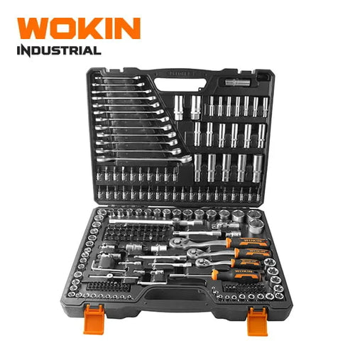Juego de Dados con chicharra 1/2". 3/8" y 1/4". 215 Piezas Wokin