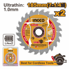 DISCO DE SIERRA CIRCULAR INGCO P/MADERA JGO.2 PZAS. 24 DTS. 185 MM-7.1/4" #TSB1853