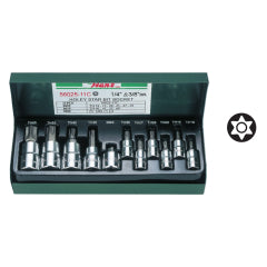 DADO HANS TORX TAMPER 1/4DR 6PCS - 3/8DR 4PCS C/ADAPT. # 56025-11C 11 PZS (OF)