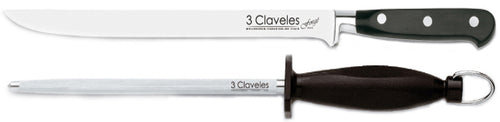 CUCHILLO TRES CLAVELES JAMONERO 25 CM Y ASTIL 20 CM # 1700