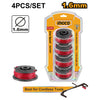 NYLON INGCO P/ORILLADORA 1,6 MM JGO.4 BOBINAS DE 5 MTS.C/U  # ALS1602