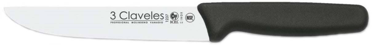 CUCHILLO TRES CLAVELES # 1235 MGO POLIPR NEGRO 13.5 CMS COCINERO