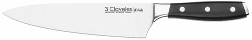 CUCHILLO TRES CLAVELES # 1533 INOX FORJADO COCINERO TOLEDO 20 CM