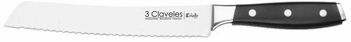 CUCHILLO TRES CLAVELES # 1537 INOX FORJADO PANERO TOLEDO 20 CM