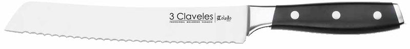 CUCHILLO TRES CLAVELES # 1537 INOX FORJADO PANERO TOLEDO 20 CM