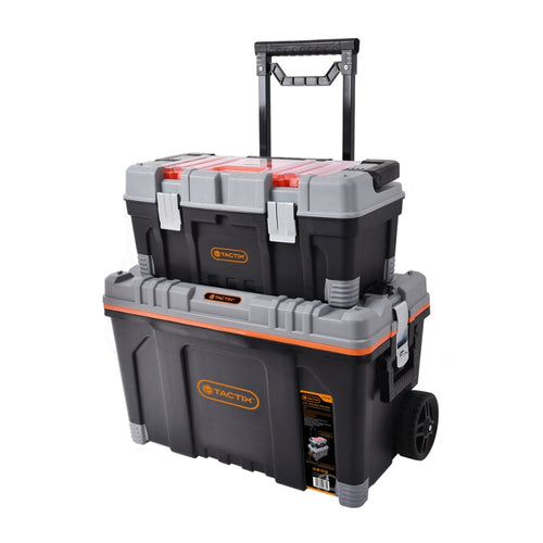 CAJA HERRAMIENTA TACTIX #320308 PLASTICA 26" 2 EN 1 C/RUEDAS