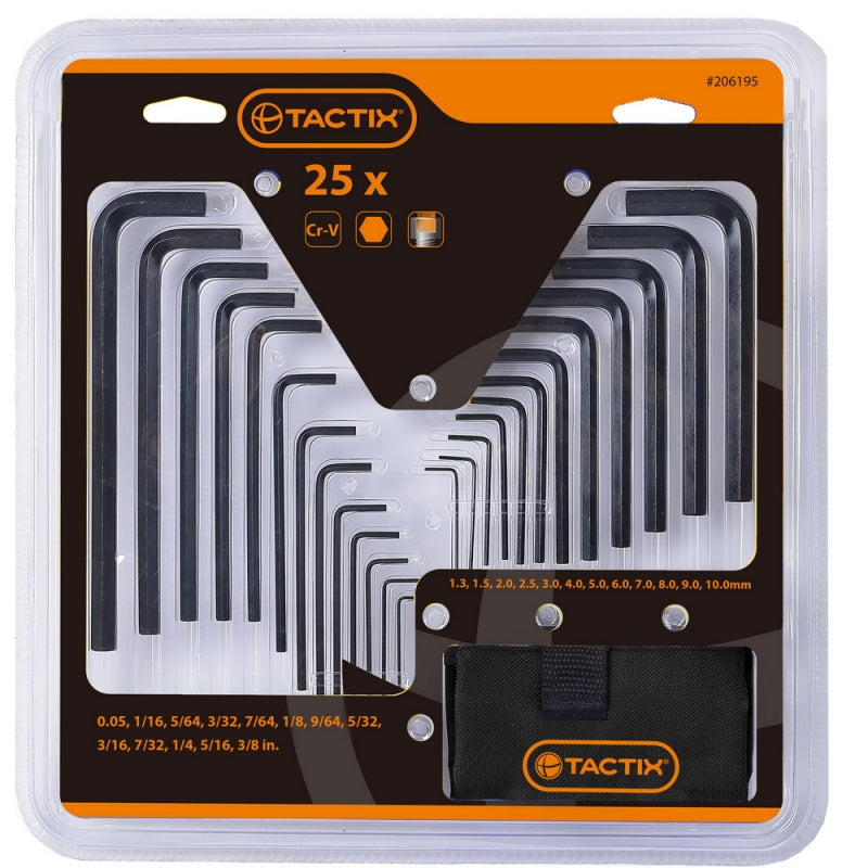 LLAVE ALLEN TACTIX # 206195 JGO.25 PZAS. EN PULG. Y MM.