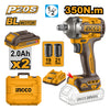 LLAVE IMPACTO INGCO INALAMBRICA 1/2" DR 20V C/ 2 BAT.2 AH. Y CARGADOR #CIWLI2035 (C)