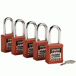 KIT DE 5 CANDADOS MK STEELPRO X10 ROJO