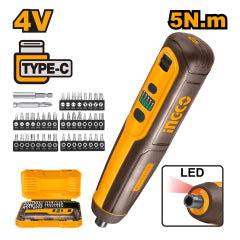 ATORNILLADOR INALAMBRICO INGCO 4V SIN CABLE USB C/43 ACCESORIOS  #CSDLI04062