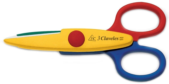 TIJERA TRES CLAVELES # 189 - 5.5" ESCOLAR ZIG-ZAG-JGO.12 PZS. (OF)