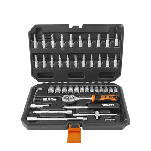 Juego de Dados 1/4" con Chicharra. 46 Piezas Wokin