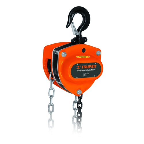 TECLE CADENA 0.5 TON X 3 MTS # POL-1/2 (POLI-1/2) (16823) - TRUPER