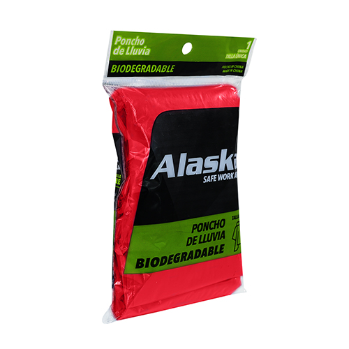 PONCHO DE EMERGENCIA BIODEGRADABLE ALASKA ROJO