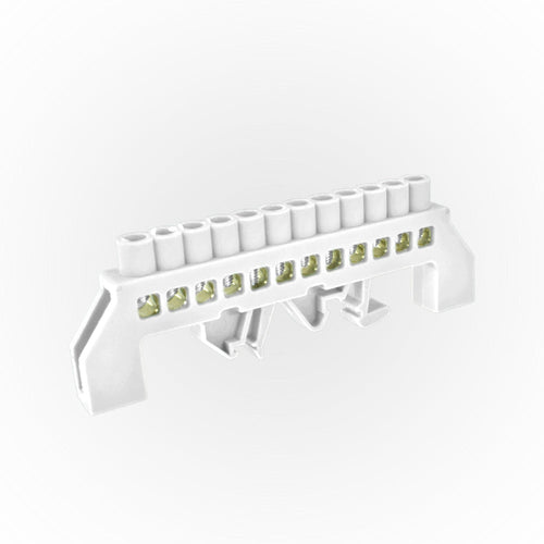 BARRA BRONCE AISLADA RIEL DIN BLANCA 12 POLOS