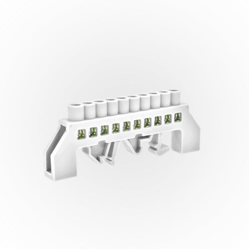 BARRA BRONCE AISLADA RIEL DIN BLANCA 10 POLOS