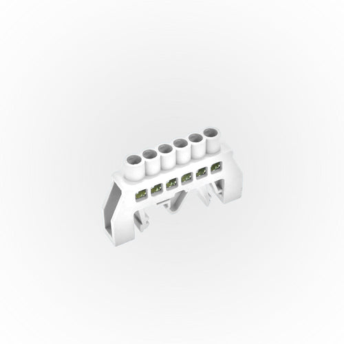 BARRA BRONCE AISLADA RIEL DIN BLANCA 6 POLOS