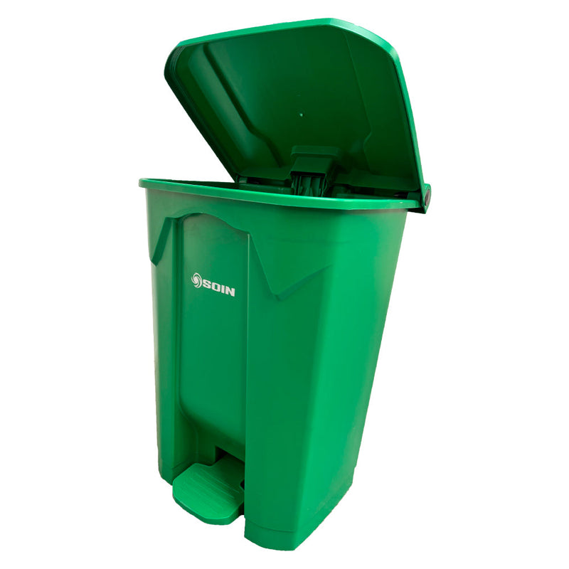 BASURERO PL STICO 80L CON PEDAL SOIN – VERDE