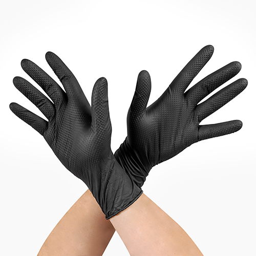 GUANTE RAVEN NITRILO TEXTURIZADO NEGRO 8.0 GR STEELPRO TALLA L CAJA 100 UND
