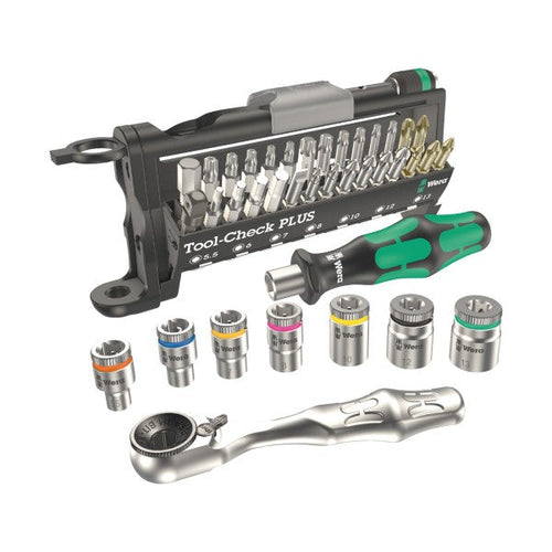 Set puntas universales 1/4 + destornillador + chicharra con estuche 39 piezas Wera