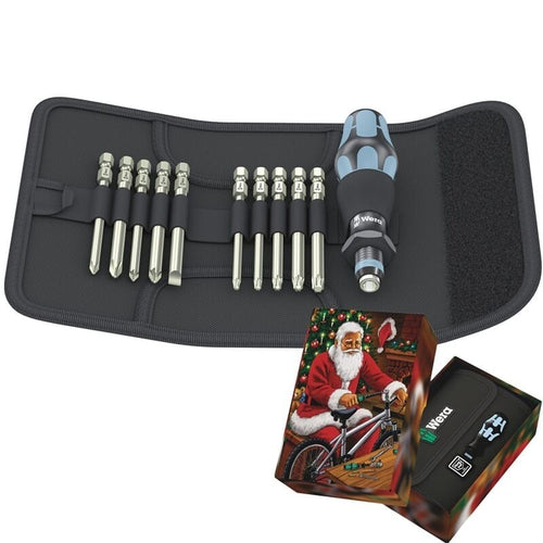 Set de puntas largas 89mm acero inoxidable + destornillador Kraftform Kompakt con estuche 11 Piezas Wera