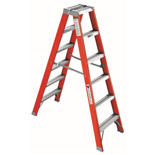 ESCALERA FIBRA VIDRIO TIJERA DOBLE ACCESO 6 PELDAÑOS