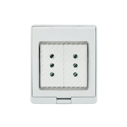 CONTENEDOR IP55 CON TOMACORRIENTE DOBLE 10A 250V BLANCO