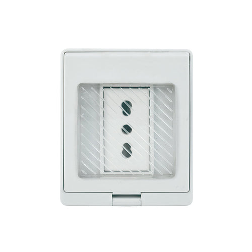 CONTENEDOR IP55 CON TOMACORRIENTE SIMPLE 10/16A 250V BLANCO