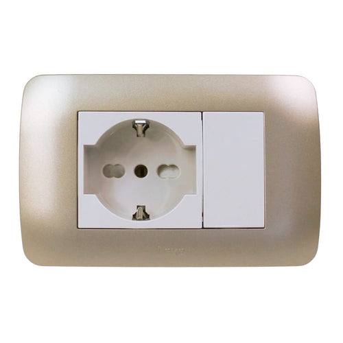 Toma corriente SCHUKO 10/16A 250V beige/titanio armado