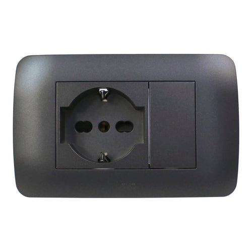 Toma corriente SCHUKO 10/16A 250V grafito armado