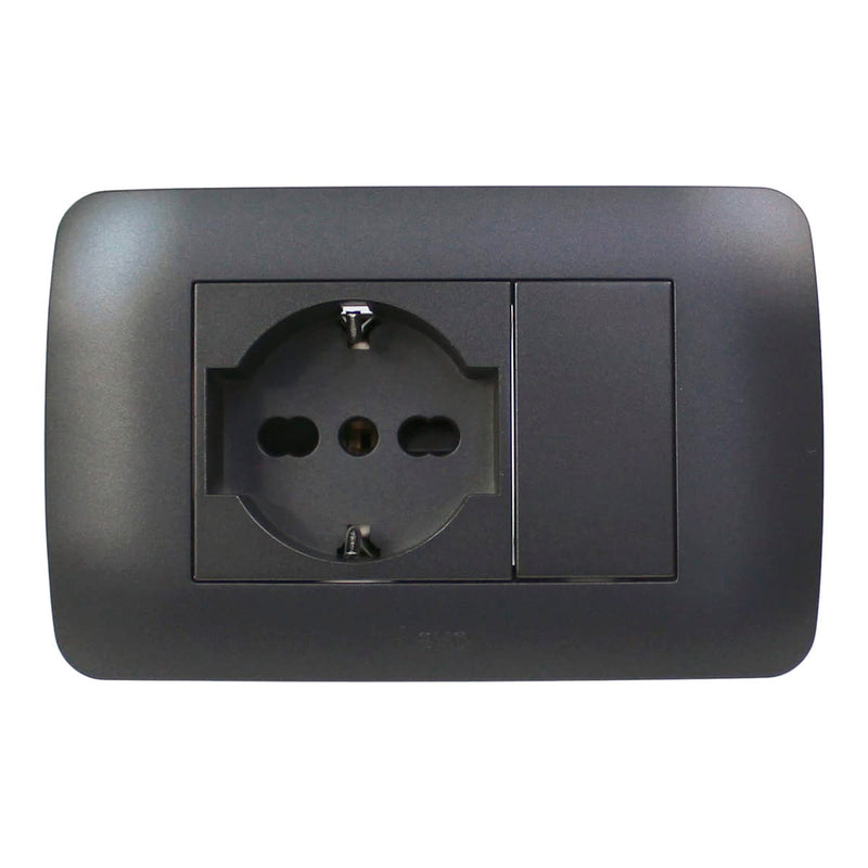 Toma corriente SCHUKO 10/16A 250V grafito armado