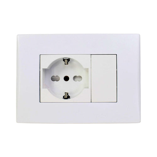 Toma corriente SCHUKO 10/16A 250V blanco armado
