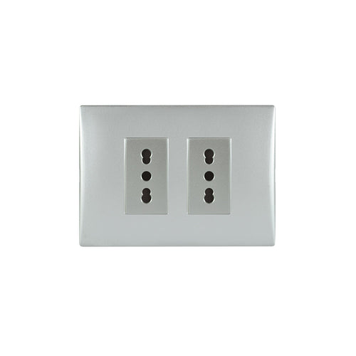 TOMA CORRIENTE ANDES DOBLE 10/16A 250V SILVER ARMADO