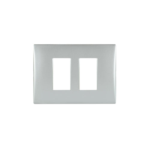 PLACA 2 MÓDULOS ANDES COLOR SILVER MAS SOPORTE