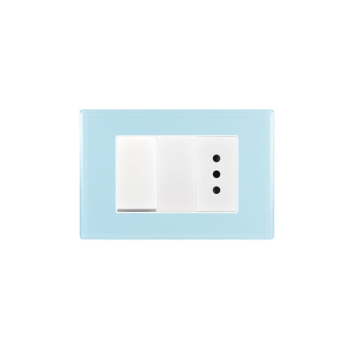 INTERRUPTOR SIMPLE 9/12 MÁS TOMA CORRIENTE 10A CRYSTAL 250V SKY ARMADO