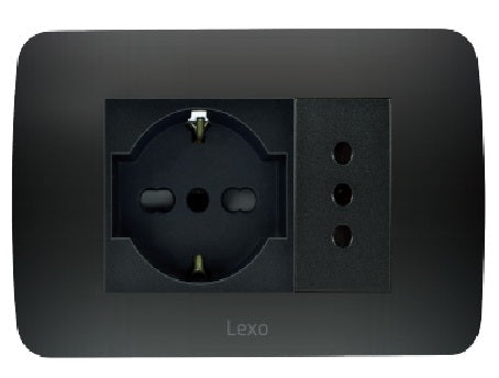 Toma corriente SCHUKO 10/16 más toma corriente 10A 250V grafito armado