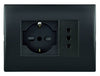 Toma corriente andes SCHUKO 10/16 más toma corriente 10A 250V BLACK armado