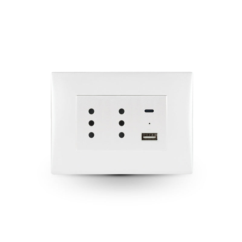TOMA CORRIENTE ANDES DUPLEX 10A + 2 USB WHITE ARMADA