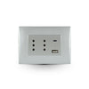 TOMA CORRIENTE ANDES DUPLEX 10A + 2 USB SILVER ARMADA