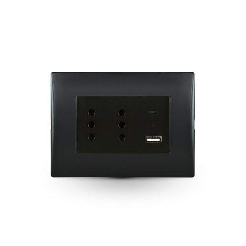 Toma corriente andes DÚPLEX 10/16A 250V BLACK armado