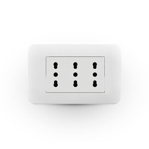 TOMA CORRIENTE TRIPLEX 10/16A 250V BLANCO ARMADO